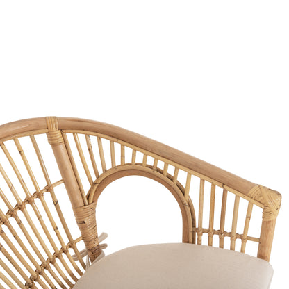 ARMCHAIR DAMPAR HM9929.04 RATTAN IN NATURAL-WHITE CUSHION 59x61x80Hcm.