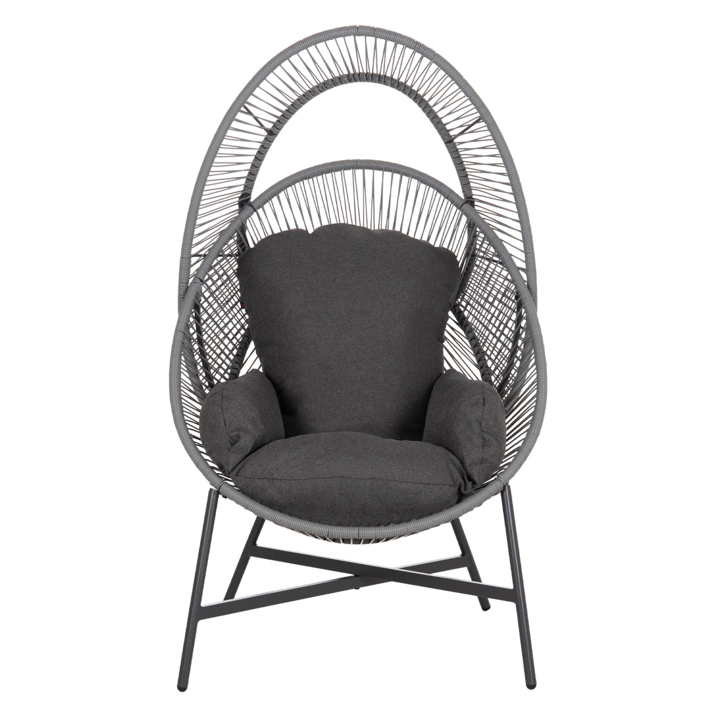 ARMCHAIR NEST-TYPE RULER HM6506.01 GREY STEEL-P.E.RATTAN-CUSHIONS 90x85x154Hcm