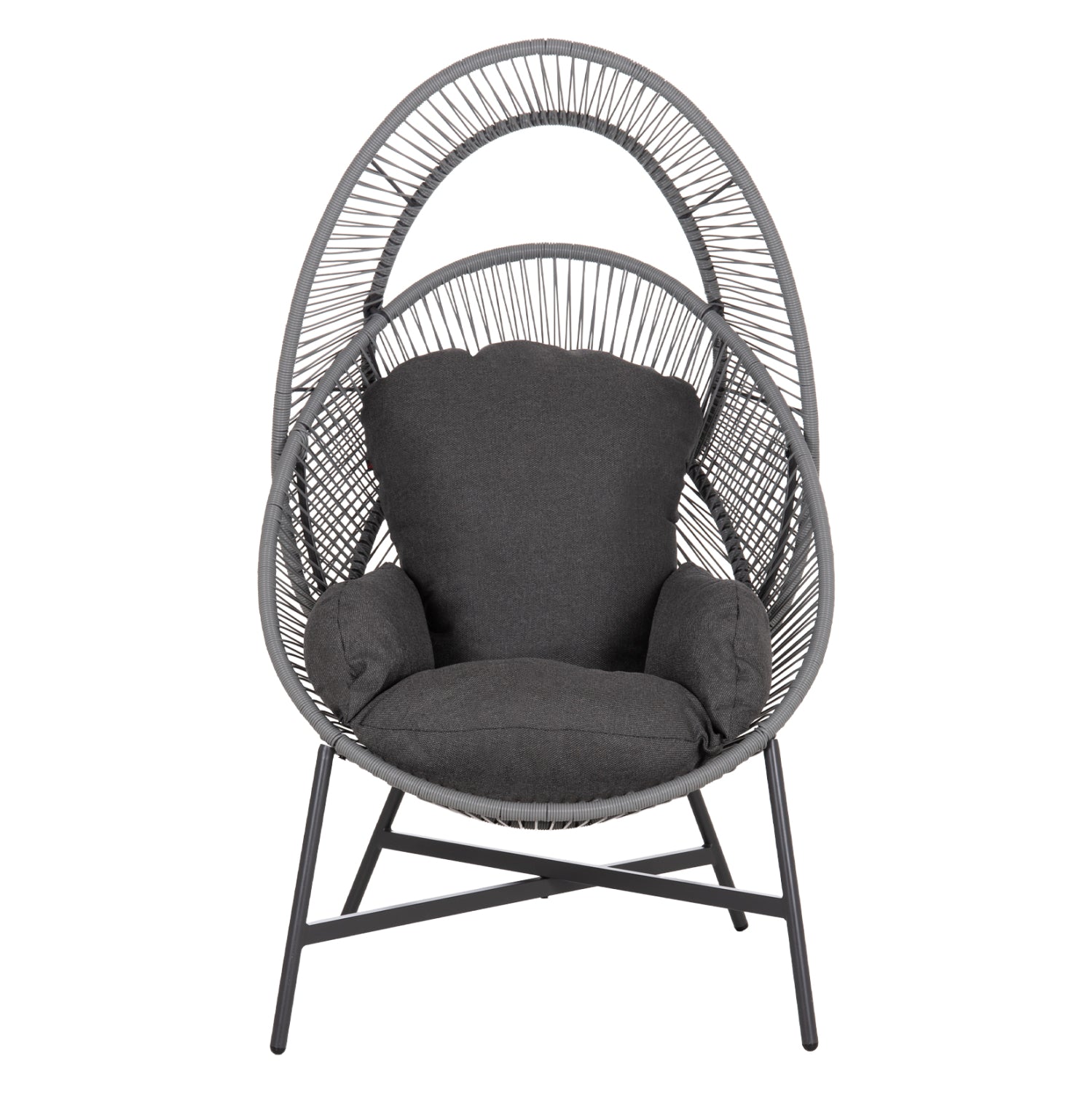 ARMCHAIR NEST-TYPE RULER HM6506.01 GREY STEEL-P.E.RATTAN-CUSHIONS 90x85x154Hcm