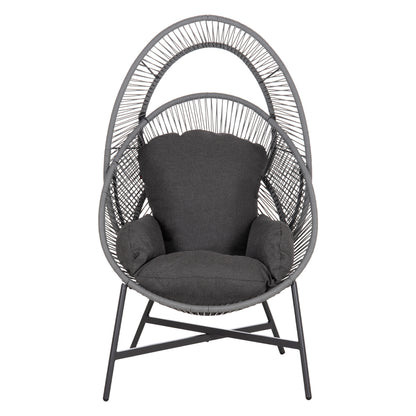 ARMCHAIR NEST-TYPE RULER HM6506.01 GREY STEEL-P.E.RATTAN-CUSHIONS 90x85x154Hcm