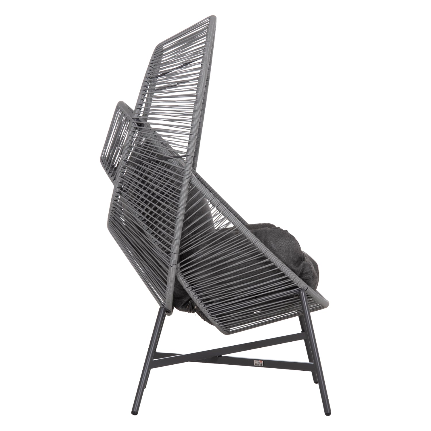 ARMCHAIR NEST-TYPE RULER HM6506.01 GREY STEEL-P.E.RATTAN-CUSHIONS 90x85x154Hcm
