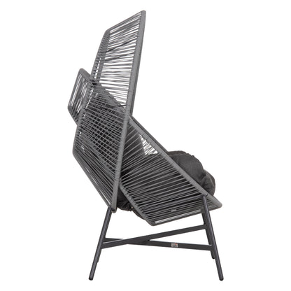 ARMCHAIR NEST-TYPE RULER HM6506.01 GREY STEEL-P.E.RATTAN-CUSHIONS 90x85x154Hcm