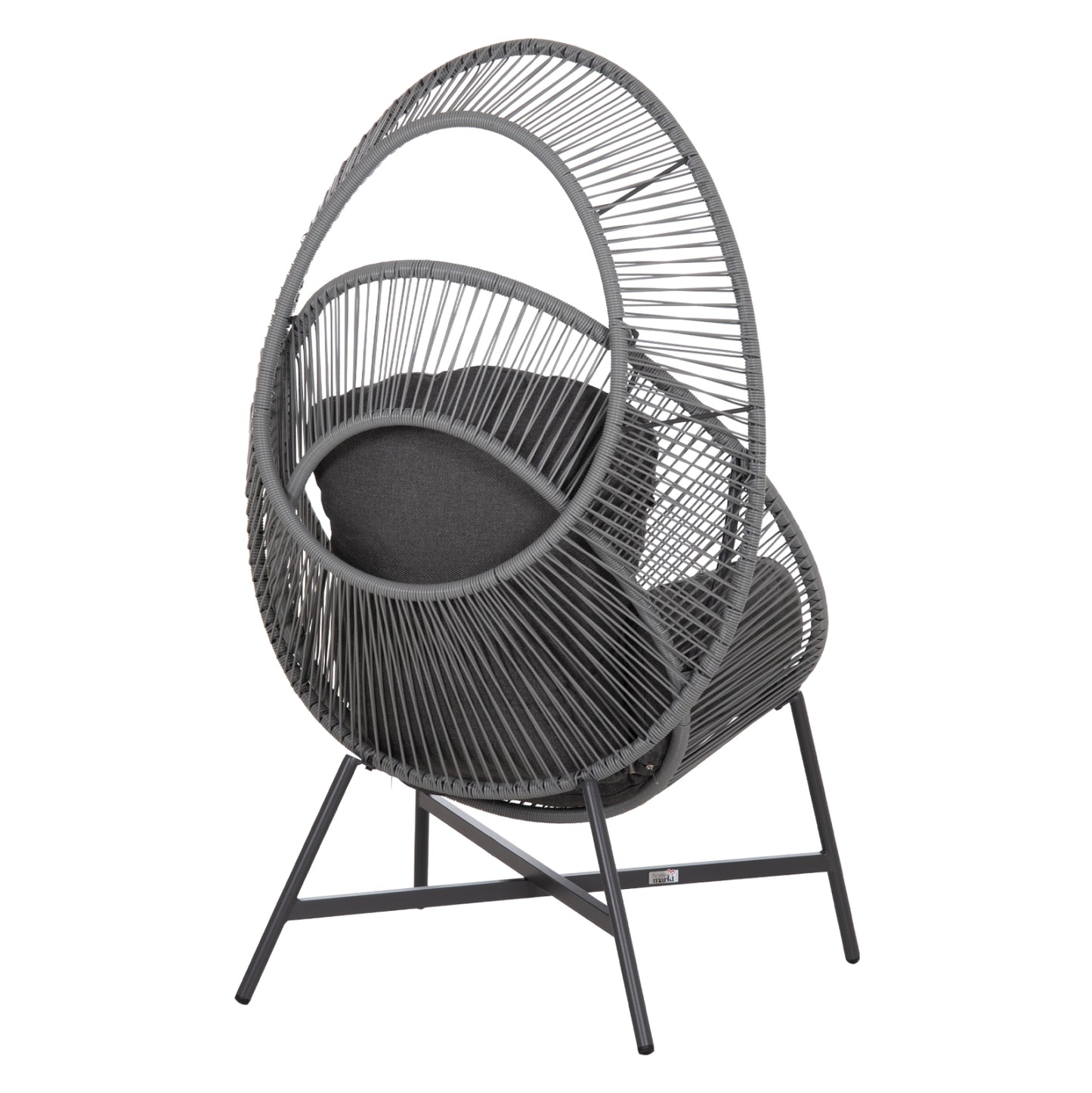 ARMCHAIR NEST-TYPE RULER HM6506.01 GREY STEEL-P.E.RATTAN-CUSHIONS 90x85x154Hcm