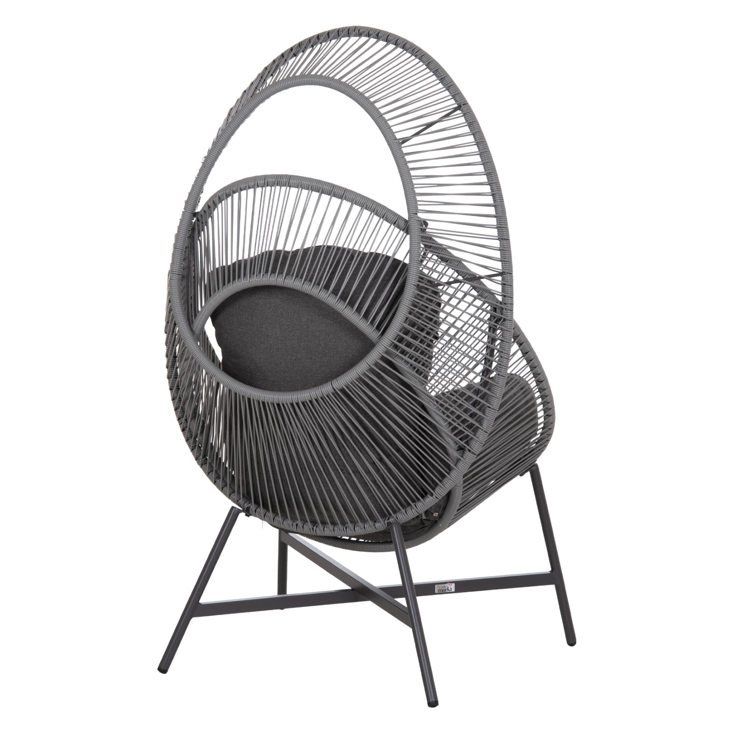 ARMCHAIR NEST-TYPE RULER HM6506.01 GREY STEEL-P.E.RATTAN-CUSHIONS 90x85x154Hcm