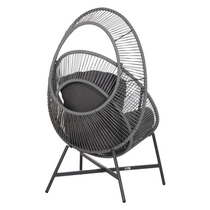 ARMCHAIR NEST-TYPE RULER HM6506.01 GREY STEEL-P.E.RATTAN-CUSHIONS 90x85x154Hcm