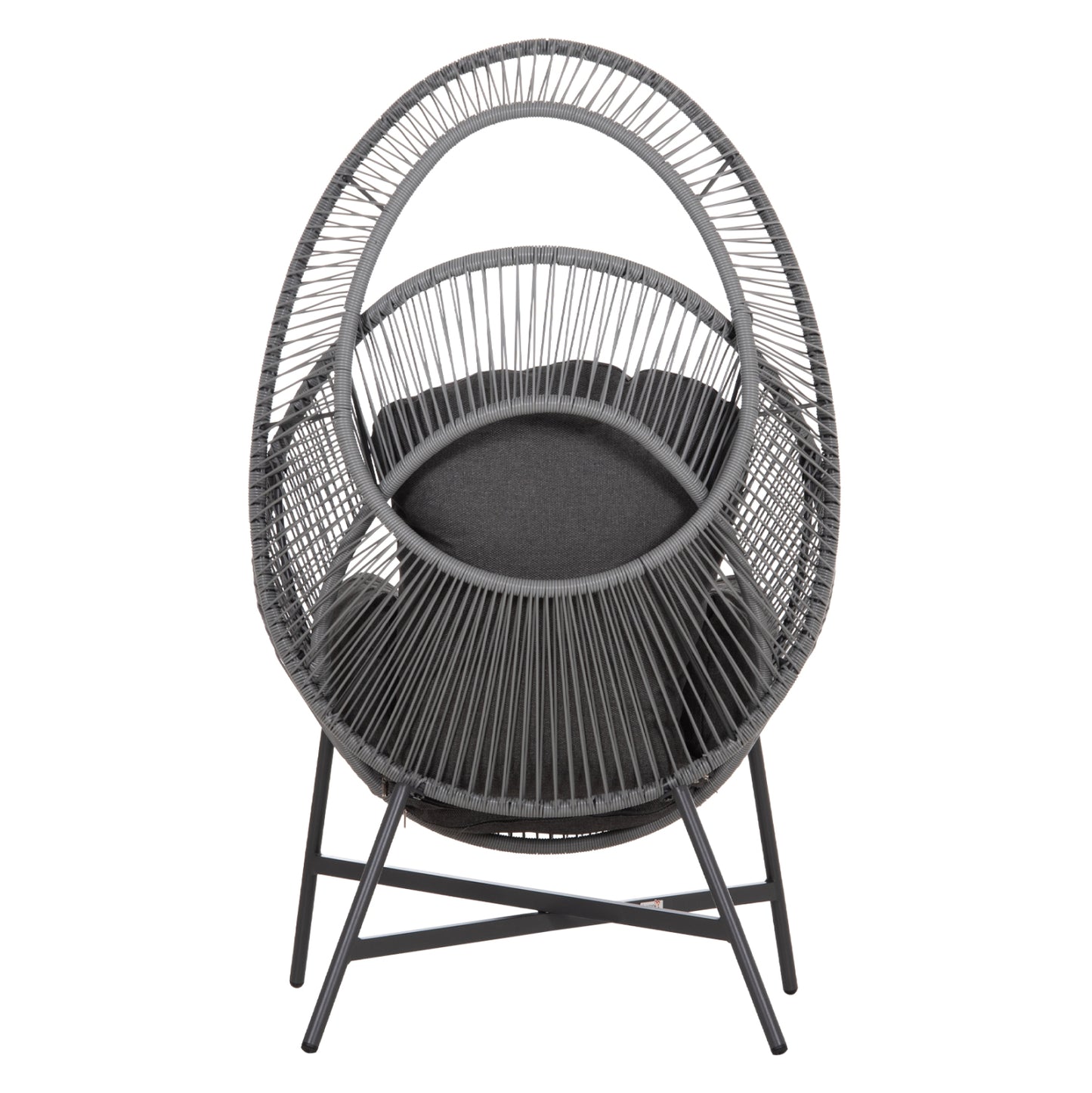ARMCHAIR NEST-TYPE RULER HM6506.01 GREY STEEL-P.E.RATTAN-CUSHIONS 90x85x154Hcm