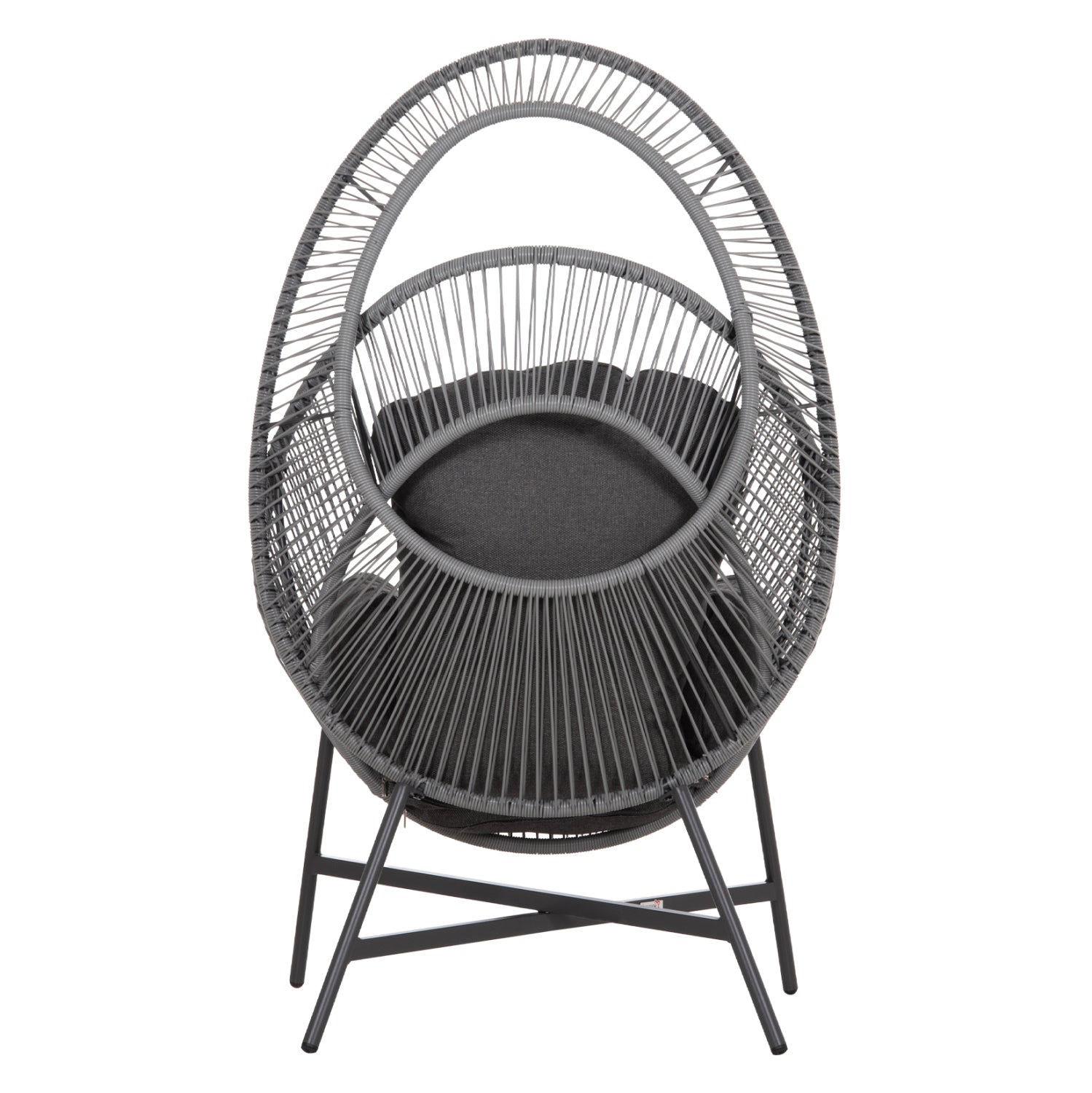 ARMCHAIR NEST-TYPE RULER HM6506.01 GREY STEEL-P.E.RATTAN-CUSHIONS 90x85x154Hcm