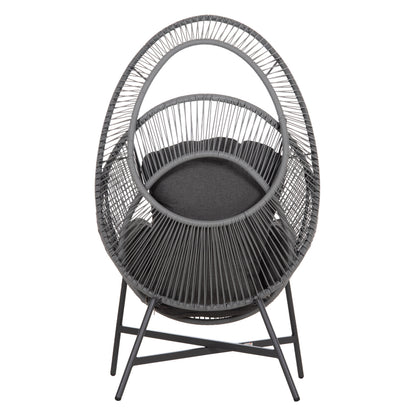 ARMCHAIR NEST-TYPE RULER HM6506.01 GREY STEEL-P.E.RATTAN-CUSHIONS 90x85x154Hcm