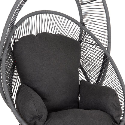 ARMCHAIR NEST-TYPE RULER HM6506.01 GREY STEEL-P.E.RATTAN-CUSHIONS 90x85x154Hcm