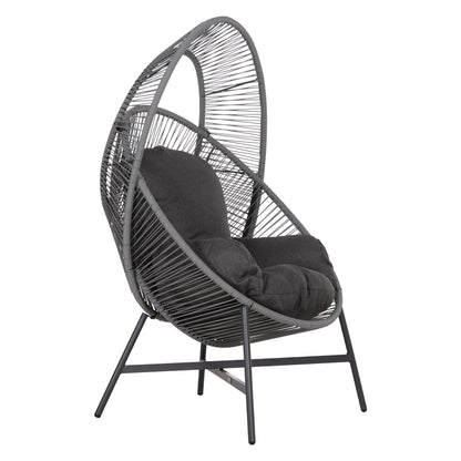 ARMCHAIR NEST-TYPE RULER HM6506.01 GREY STEEL-P.E.RATTAN-CUSHIONS 90x85x154Hcm