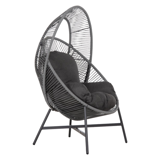ARMCHAIR NEST-TYPE RULER HM6506.01 GREY STEEL-P.E.RATTAN-CUSHIONS 90x85x154Hcm