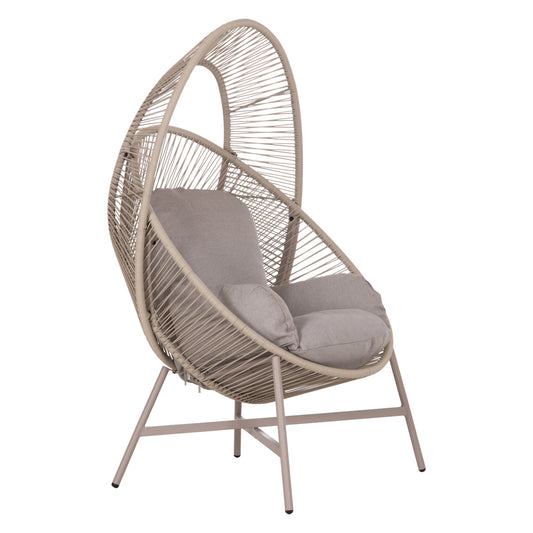 ARMCHAIR NEST-TYPE RULER HM6506.02 MOCHA COLORED STEEL-P.E.RATTAN--GREY CUSHIONS 90x85x154Hcm