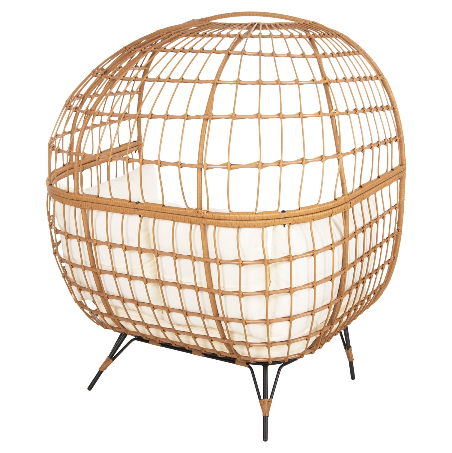 ARMCHAIR FOR TWO NEST TYPE RATTAN MIAMI HM5870.11 132.5x90x154H cm.
