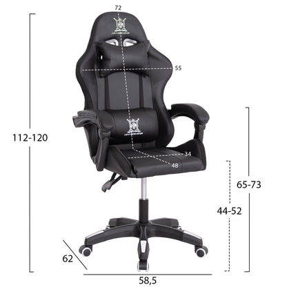 GAMING ARMCHAIR DARREN HM1203.04 BLACK-WHITE PVC 58.5x100x120Hcm.
