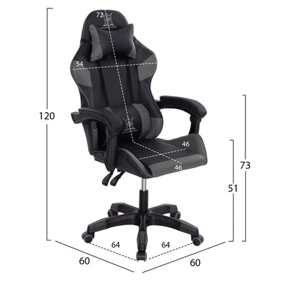 GAMING ARMCHAIR DARREN HM1203.10 BLACK-GREY PVC 60x60x120Hcm.