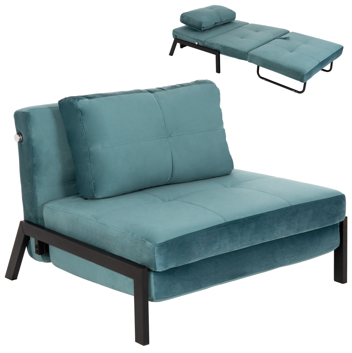 EASYCHAIR/BED CONSTANCE HM3078.15 TURQUOISE COLORED VELVET 95x92x66Hcm.