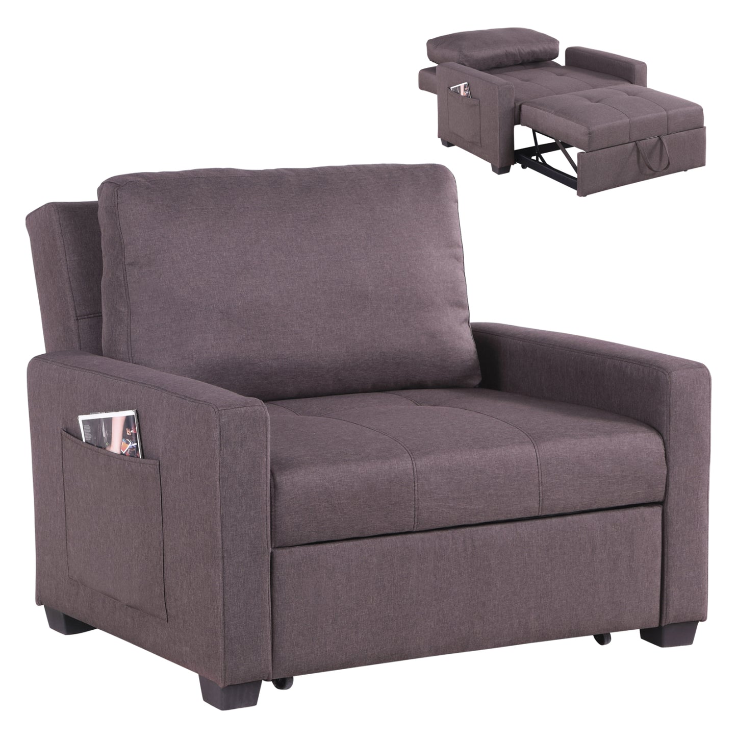 ARMCHAIR-BED KANNA HM3083.01 BROWN FABRIC 112x96x85Hcm