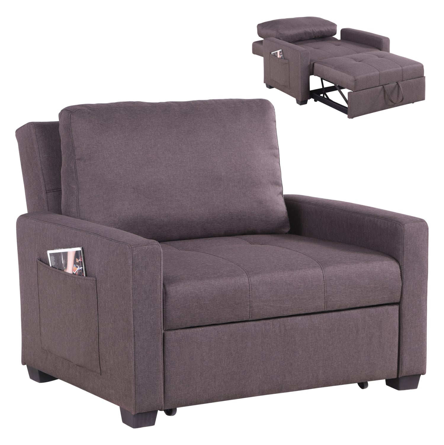 ARMCHAIR-BED KANNA HM3083.01 BROWN FABRIC 112x96x85Hcm