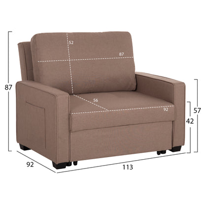 ARMCHAIR-BED KANNA HM3083.02 BEIGE FABRIC 113x92x87Hcm