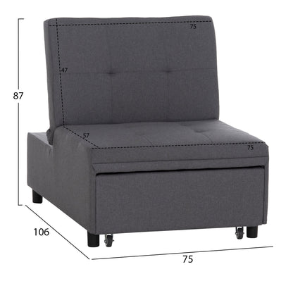 LOUNGE CHAIR-BED LIBRE HM3295.01 GREY FABRIC 75x106x87Hcm.