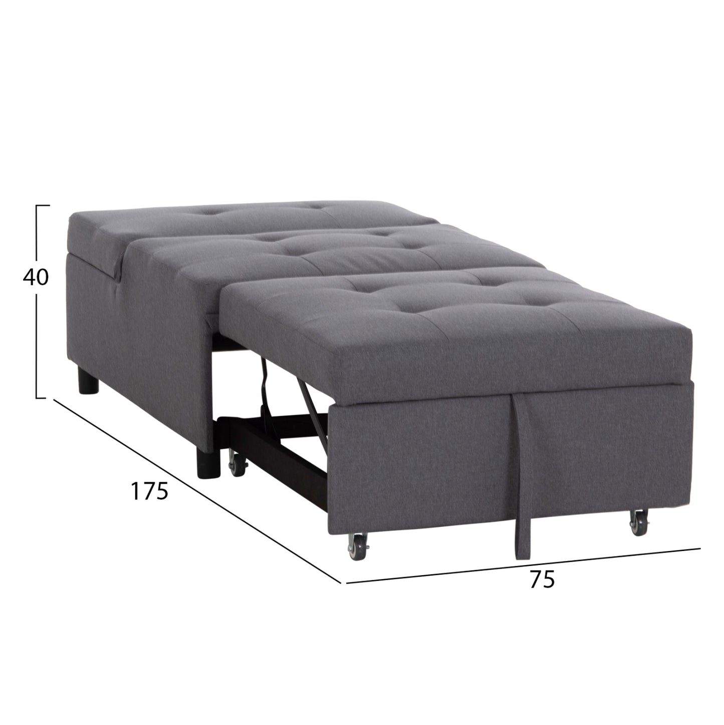LOUNGE CHAIR-BED LIBRE HM3295.01 GREY FABRIC 75x106x87Hcm.