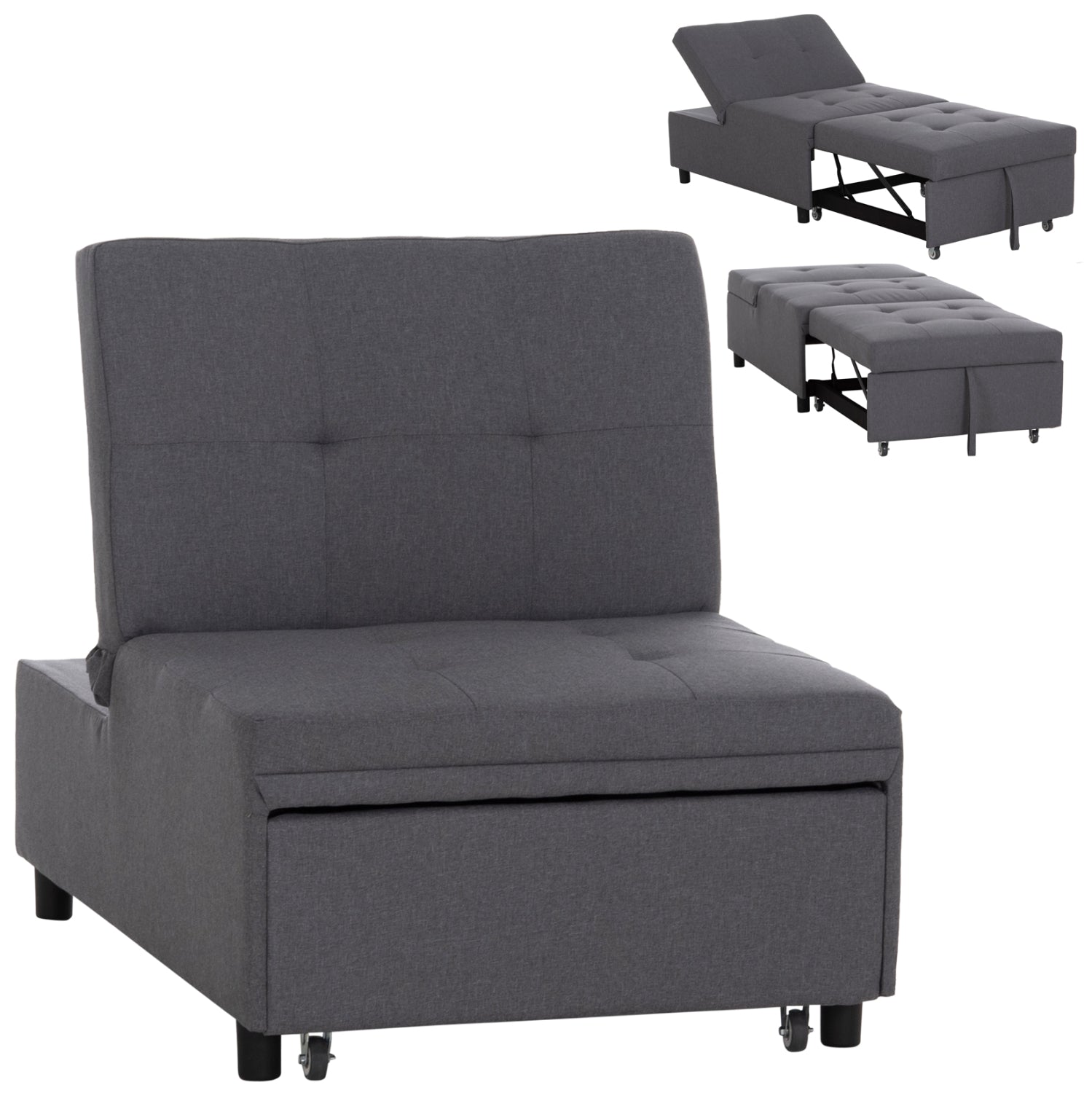 LOUNGE CHAIR-BED LIBRE HM3295.01 GREY FABRIC 75x106x87Hcm.