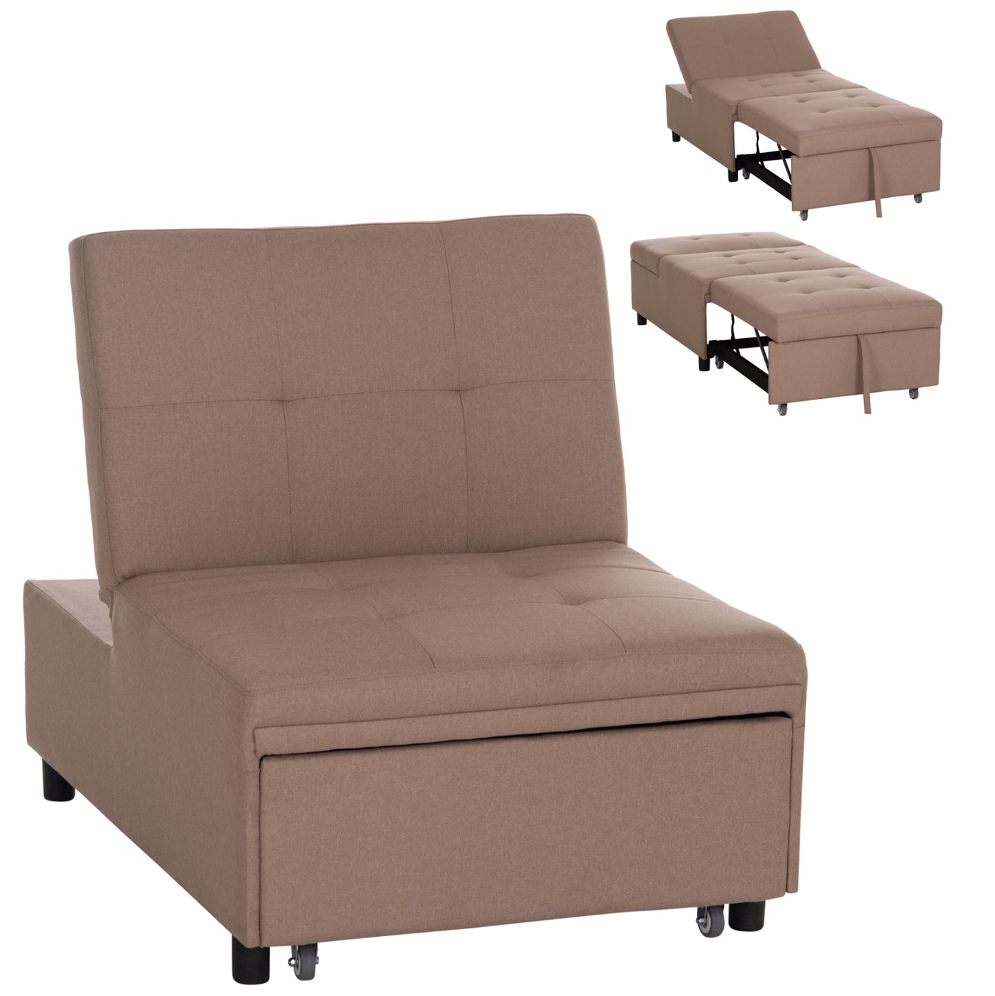 LOUNGE CHAIR-BED LIBRE HM3295.03 BEIGE FABRIC 75x106x87Hcm.