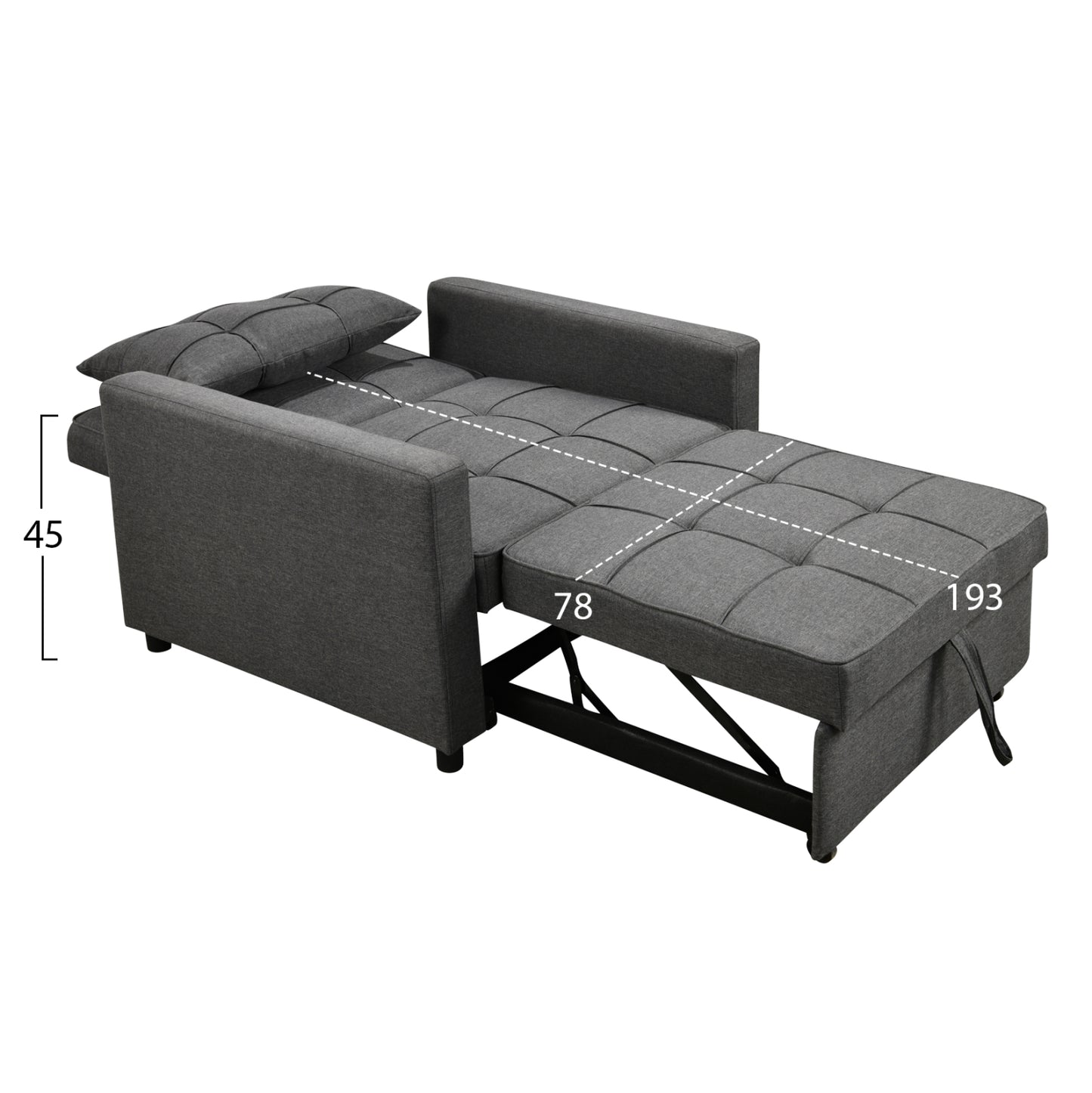 ARMCHAIR-BED MERO HM3306.01 GREY FABRIC 98x85x88Hcm.