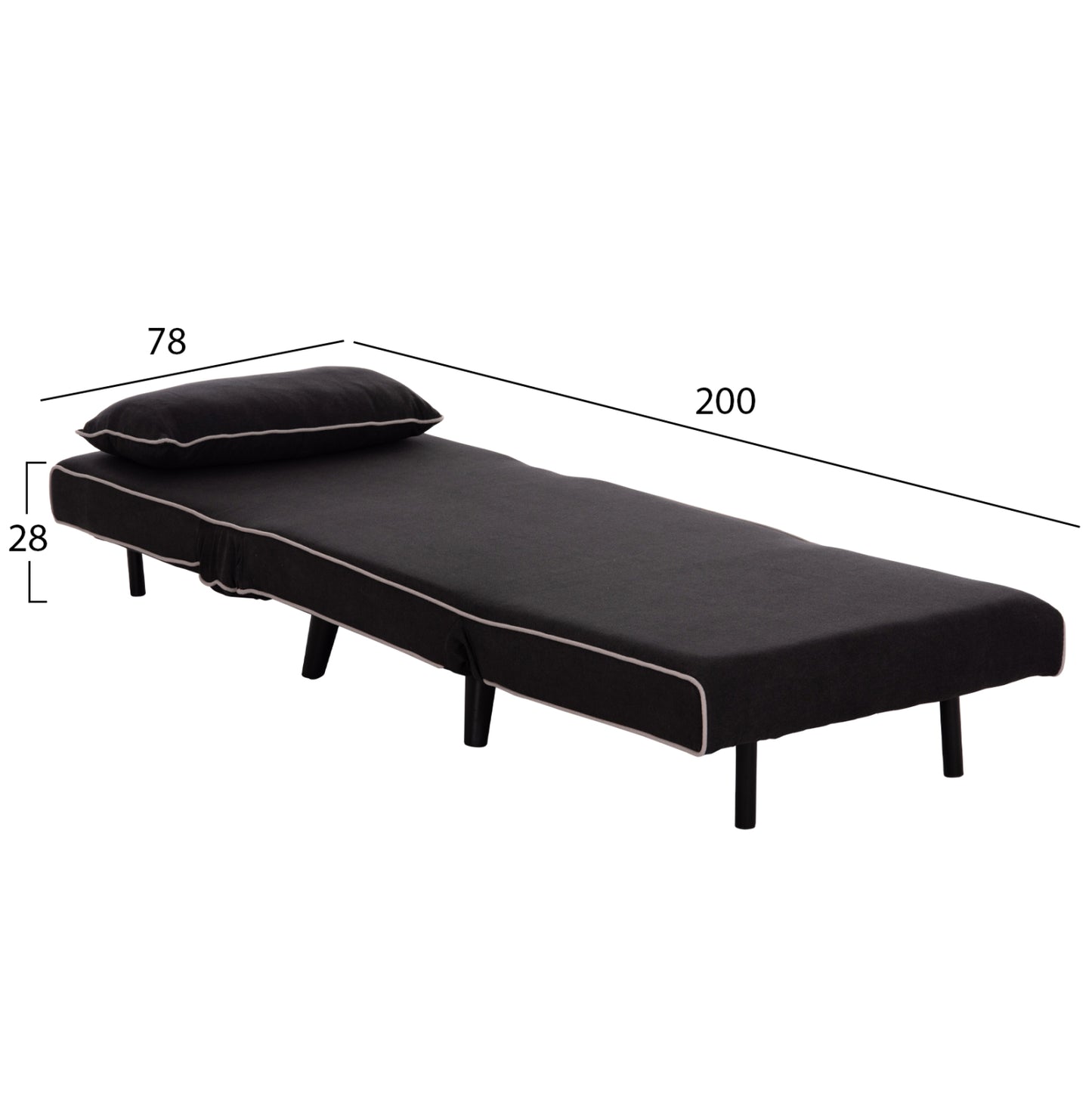 ARMCHAIR-BED BRAXTON HM8425.03 BLACK FABRIC 78x88x78Hcm.