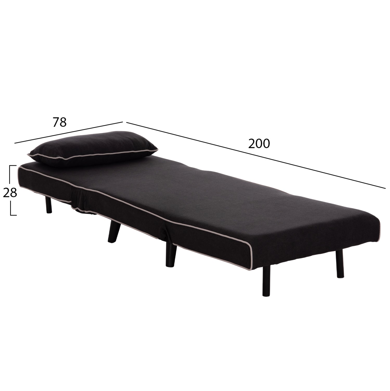ARMCHAIR-BED BRAXTON HM8425.03 BLACK FABRIC 78x88x78Hcm.