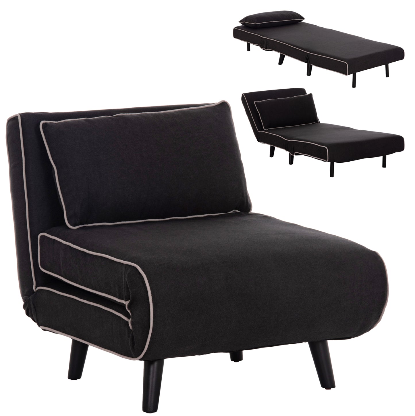 ARMCHAIR-BED BRAXTON HM8425.03 BLACK FABRIC 78x88x78Hcm.
