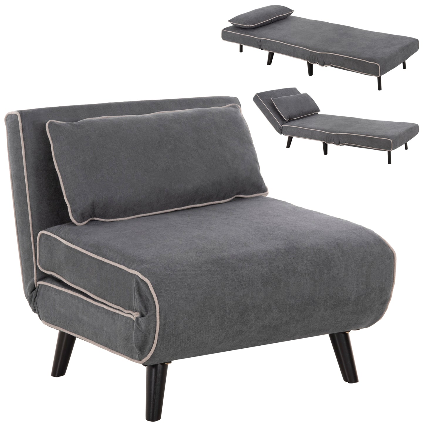 ARMCHAIR-BED BRAXTON HM8425.10 DARK GREY FABRIC 78x88x78Hcm.