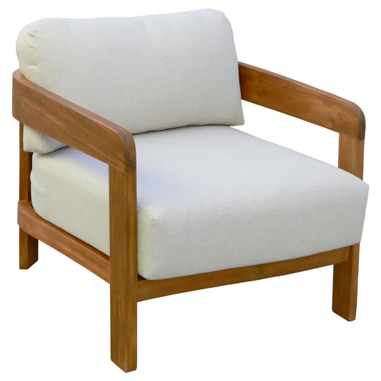 OUTDOOR LOUNGE CHAIR SOLARA HM6513 ACACIA WOOD IN NATURAL--CUSHIONS IN ECRU 75x75x63Hcm.