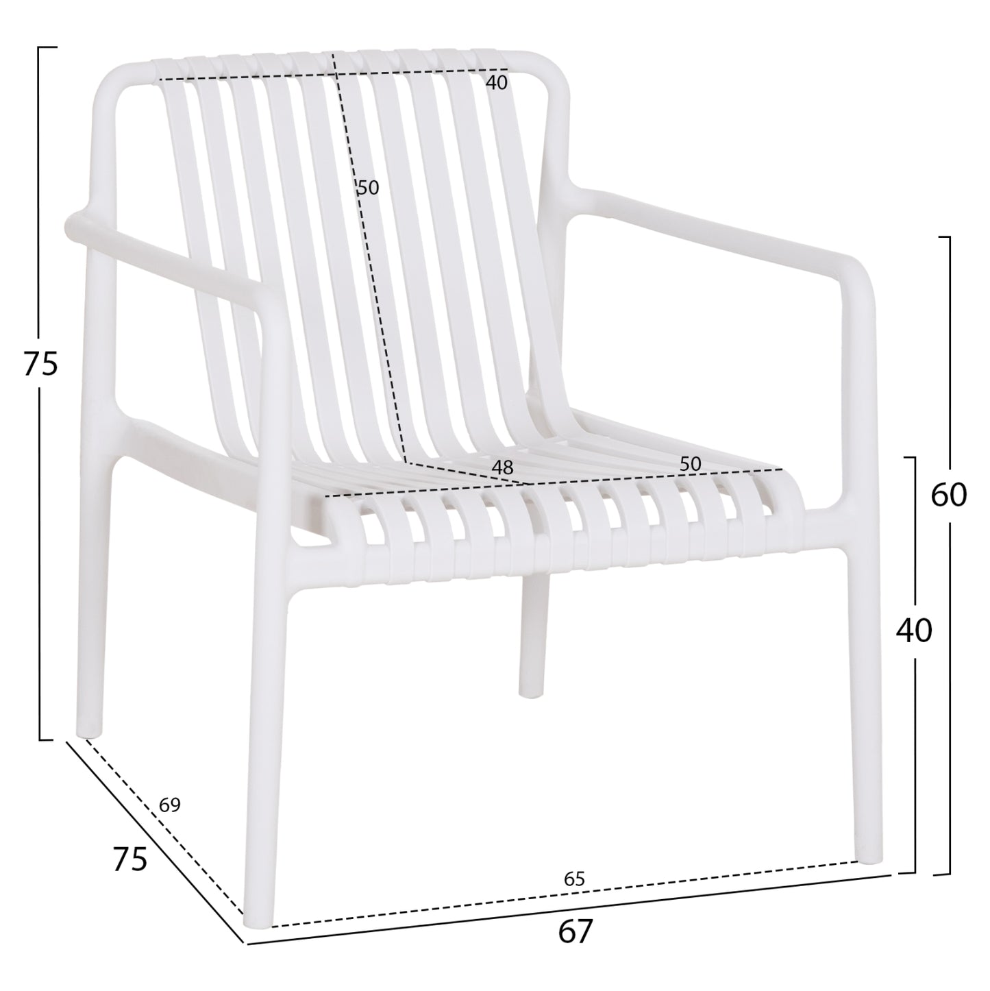 OUTDOOR LOUNGE ARMCHAIR MALEN HM6626.01 WHITE POLYPROPYLENE 67x75x75Hcm