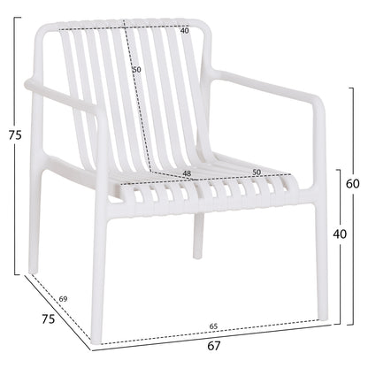 OUTDOOR LOUNGE ARMCHAIR MALEN HM6626.01 WHITE POLYPROPYLENE 67x75x75Hcm