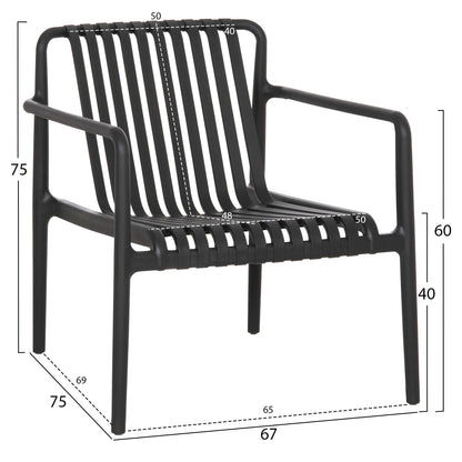 OUTDOOR LOUNGE ARMCHAIR MALEN HM6626.02 BLACK POLYPROPYLENE 67x75x75Hcm