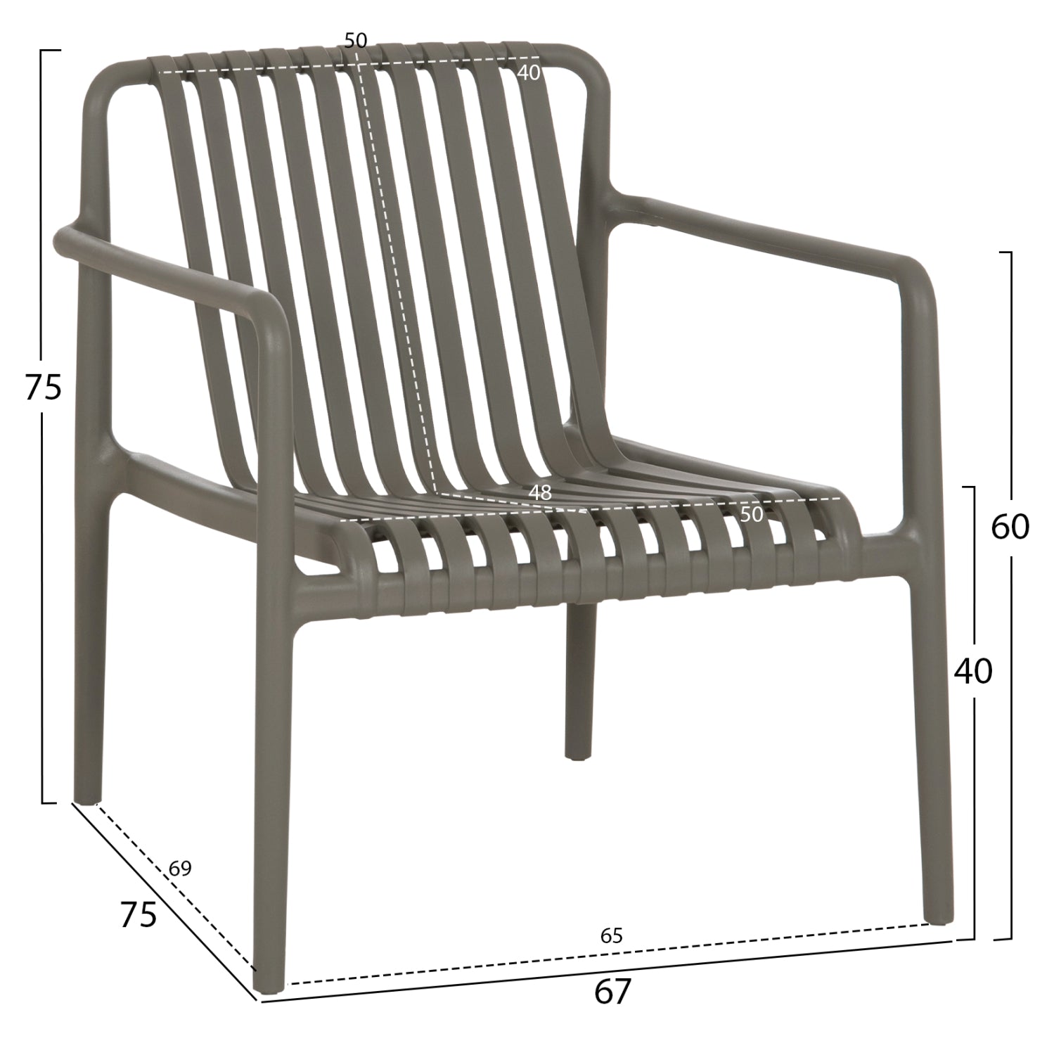 OUTDOOR LOUNGE ARMCHAIR MALEN HM6626.05 OLIVE GREEN POLYPROPYLENE 67x75x75Hcm