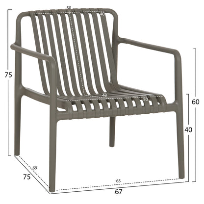 OUTDOOR LOUNGE ARMCHAIR MALEN HM6626.05 OLIVE GREEN POLYPROPYLENE 67x75x75Hcm