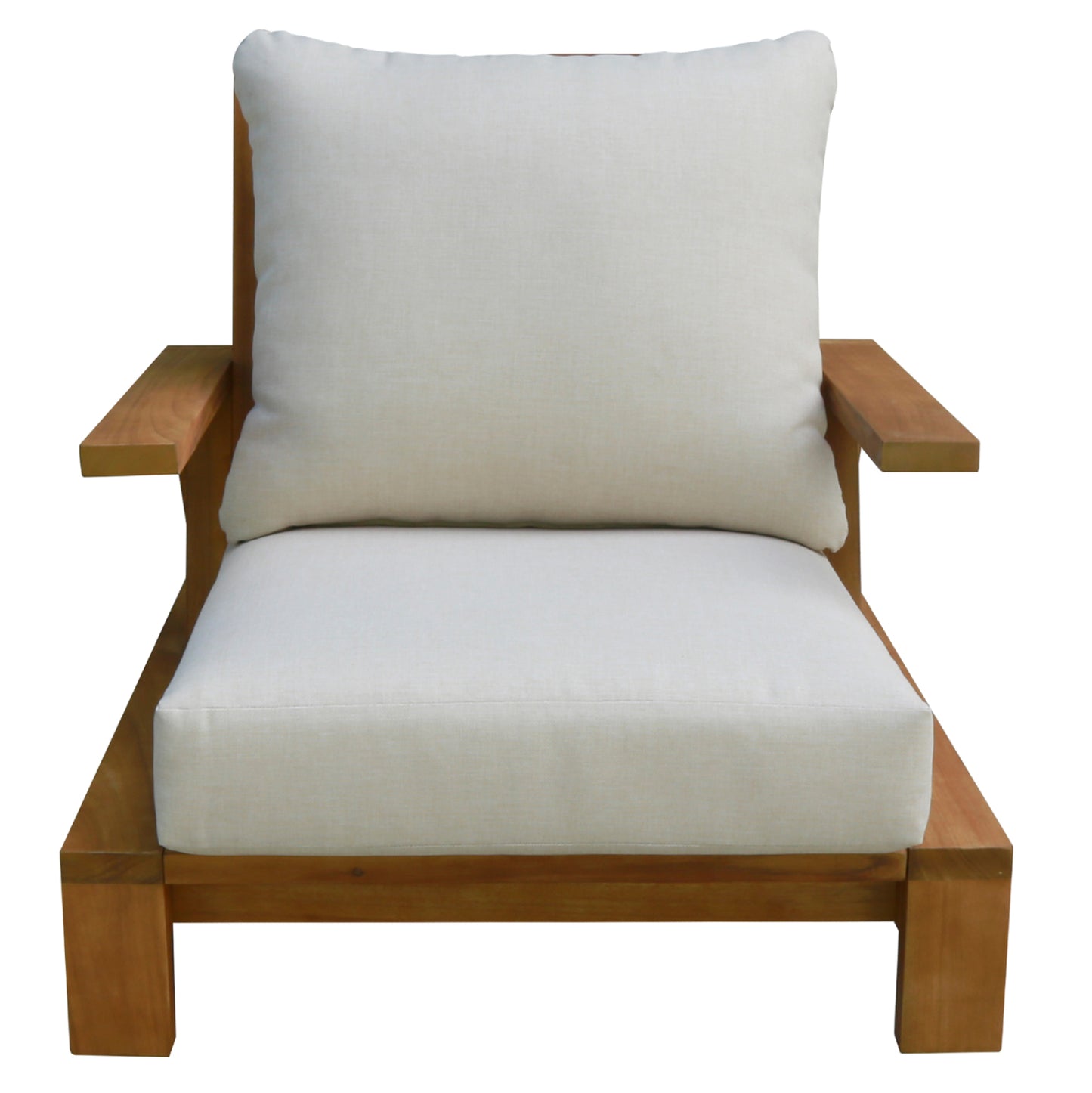 LOUNGE CHAIR MIREX HM6641 ACACIA WOOD IN NATURAL--CUSHIONS IN ECRU 81x96x68Hcm.
