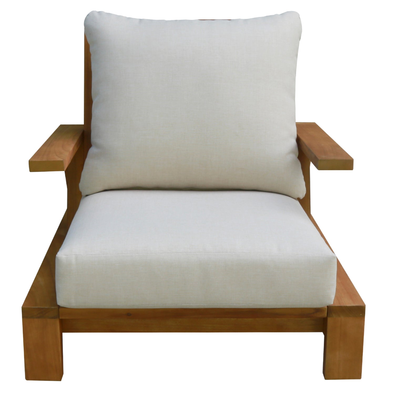 LOUNGE CHAIR MIREX HM6641 ACACIA WOOD IN NATURAL--CUSHIONS IN ECRU 81x96x68Hcm.