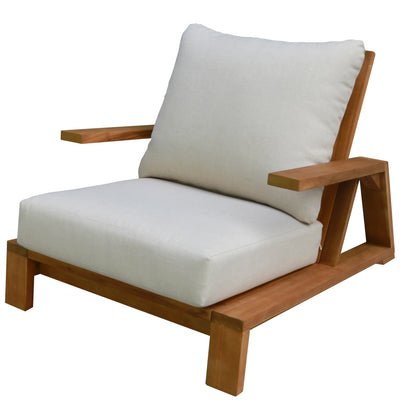 LOUNGE CHAIR MIREX HM6641 ACACIA WOOD IN NATURAL--CUSHIONS IN ECRU 81x96x68Hcm.