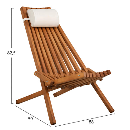 LOUNGE CHAIR WITH HEAD CUSHION FOLDING SHIGAN HM6530 ACACIA WOOD 88x59x82.5Hcm.