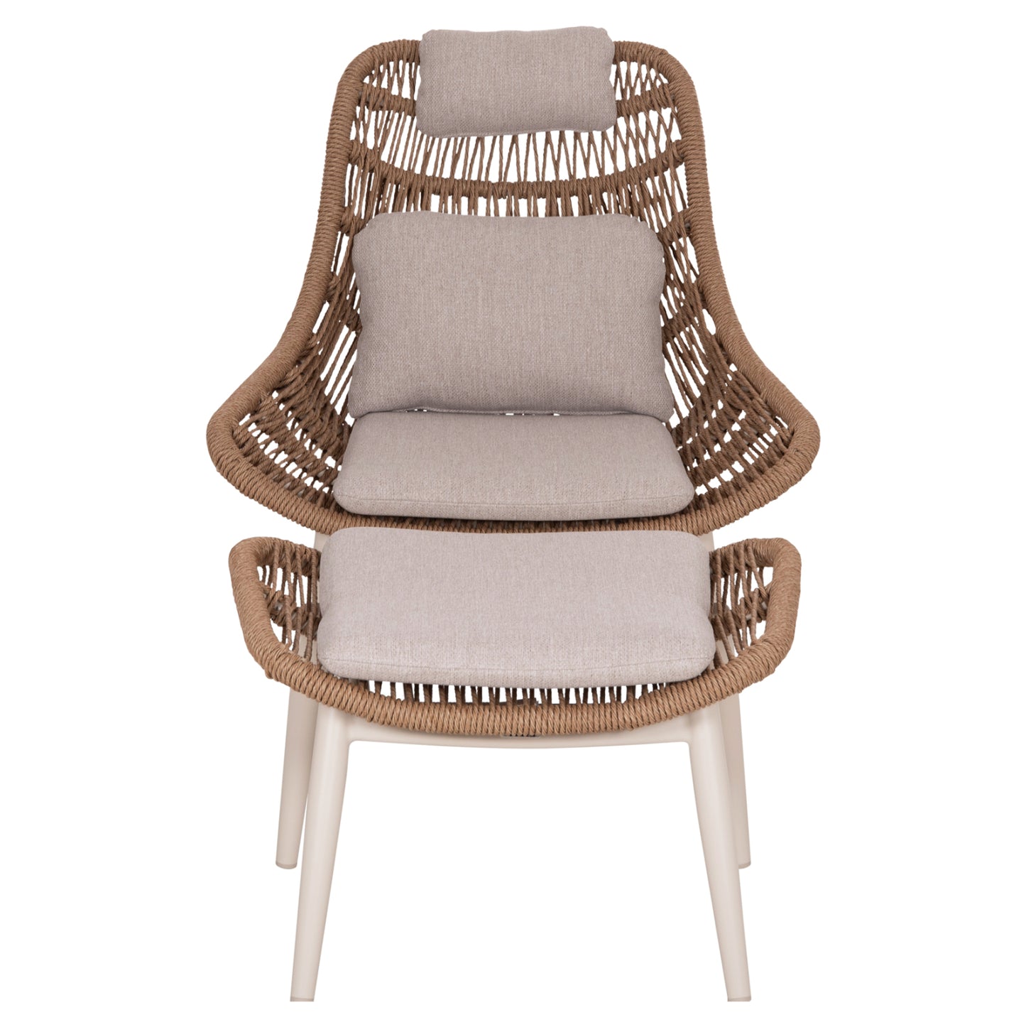 LOUNGE CHAIR WITH FOOTREST REMVAZZO HM6561.02 ALUMINUM IN BEIGE--WICKER 90x85x96Hcm.