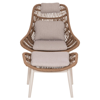 LOUNGE CHAIR WITH FOOTREST REMVAZZO HM6561.02 ALUMINUM IN BEIGE--WICKER 90x85x96Hcm.