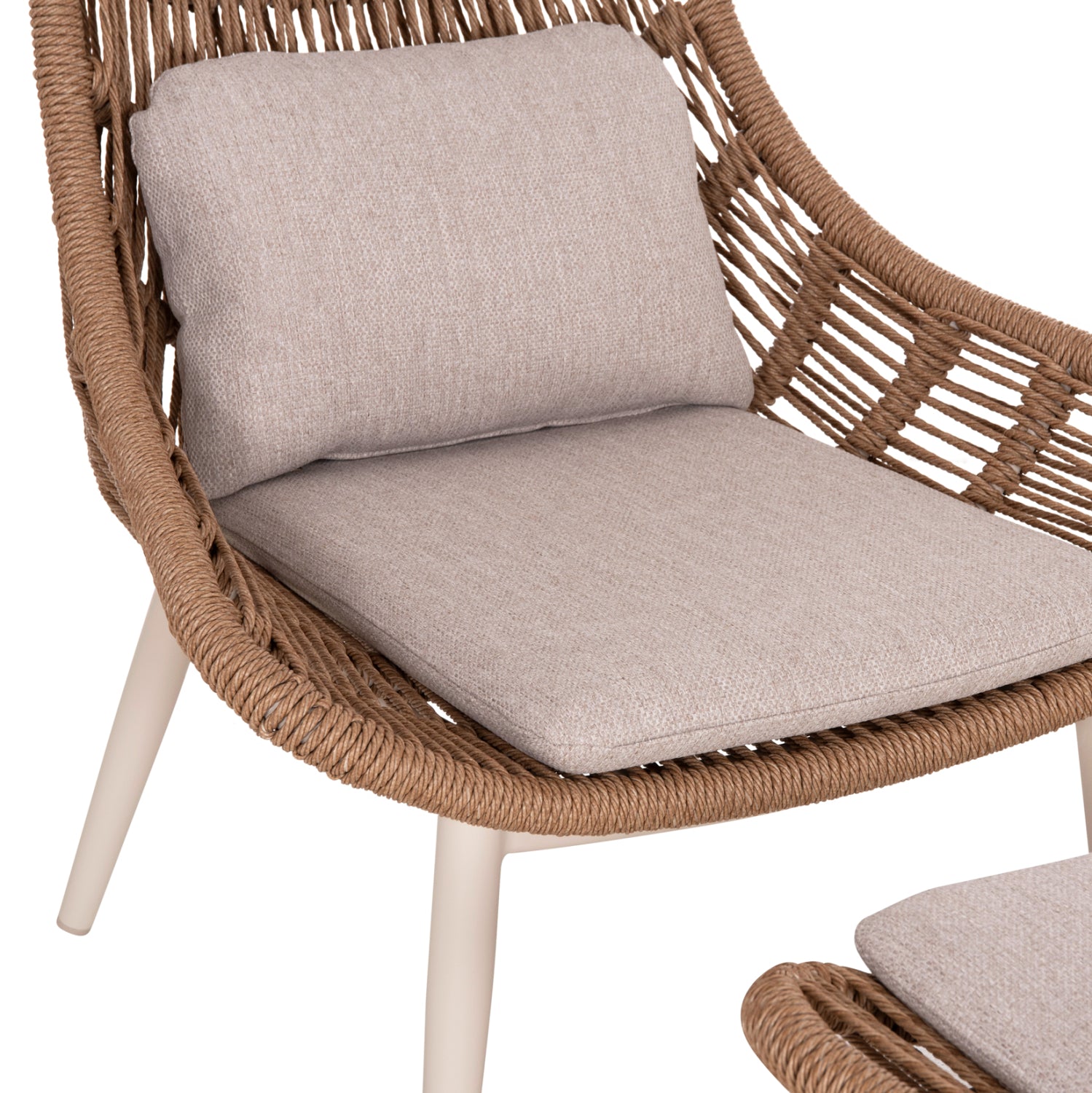 LOUNGE CHAIR WITH FOOTREST REMVAZZO HM6561.02 ALUMINUM IN BEIGE--WICKER 90x85x96Hcm.