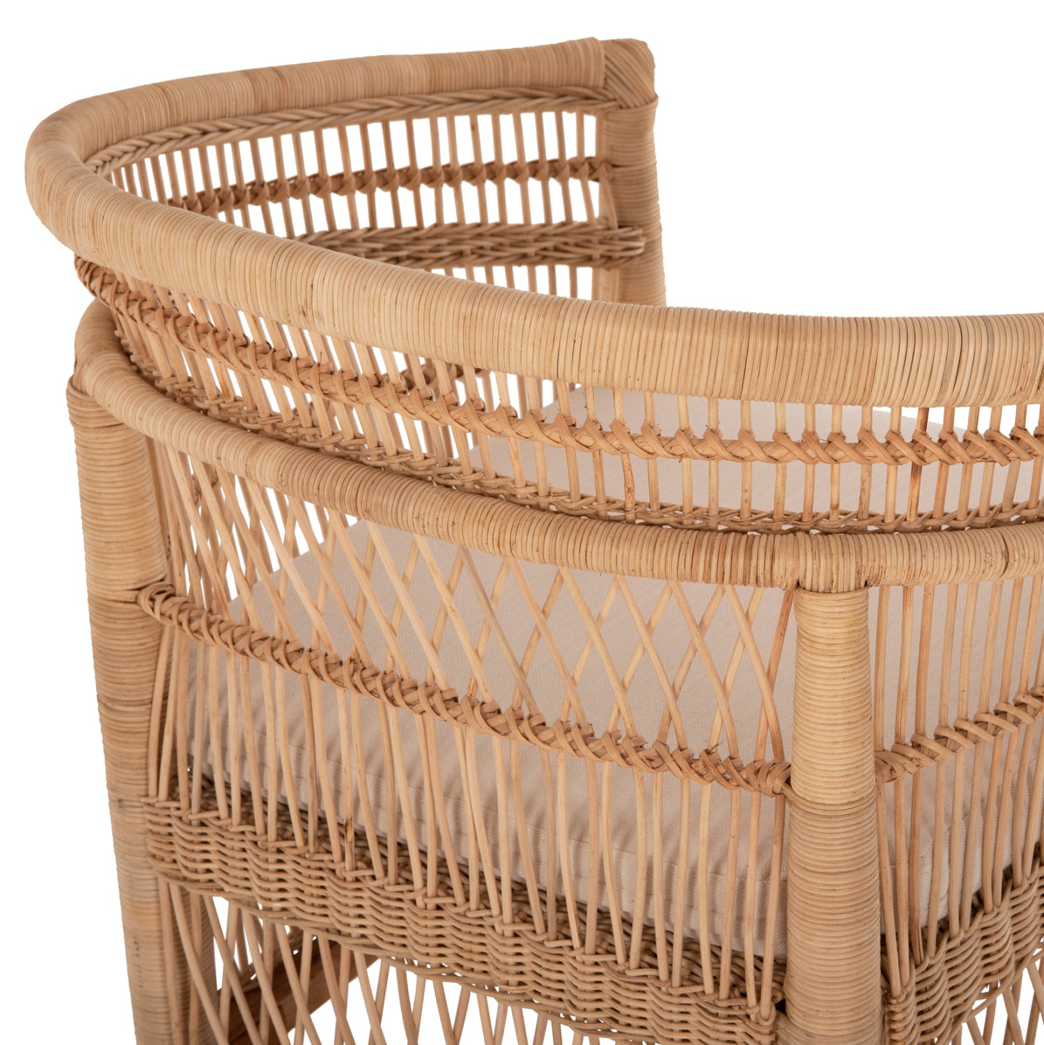 ARMCHAIR MALAWI HM9635.04 MAHOGANY WOOD-RATTAN-WHITE CUSHION 80x70x86Hcm.