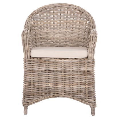 ARMCHAIR KEYLA HM9536 BROWN RATTAN-ECRU CUSHION 63x65x87Hcm.