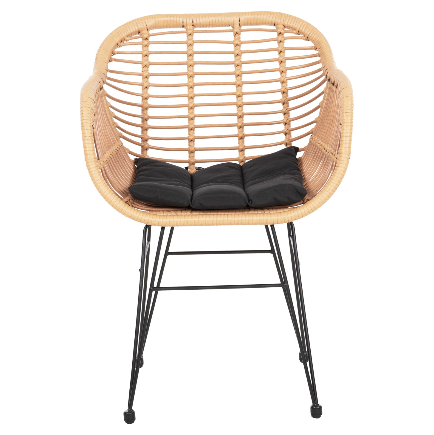 ARMCHAIR WITH SEAT CUSHION METAL FRAME ALLEGRA HM5450.31 BEIGE RATTAN IN WICKER 58x59x82H cm.m.