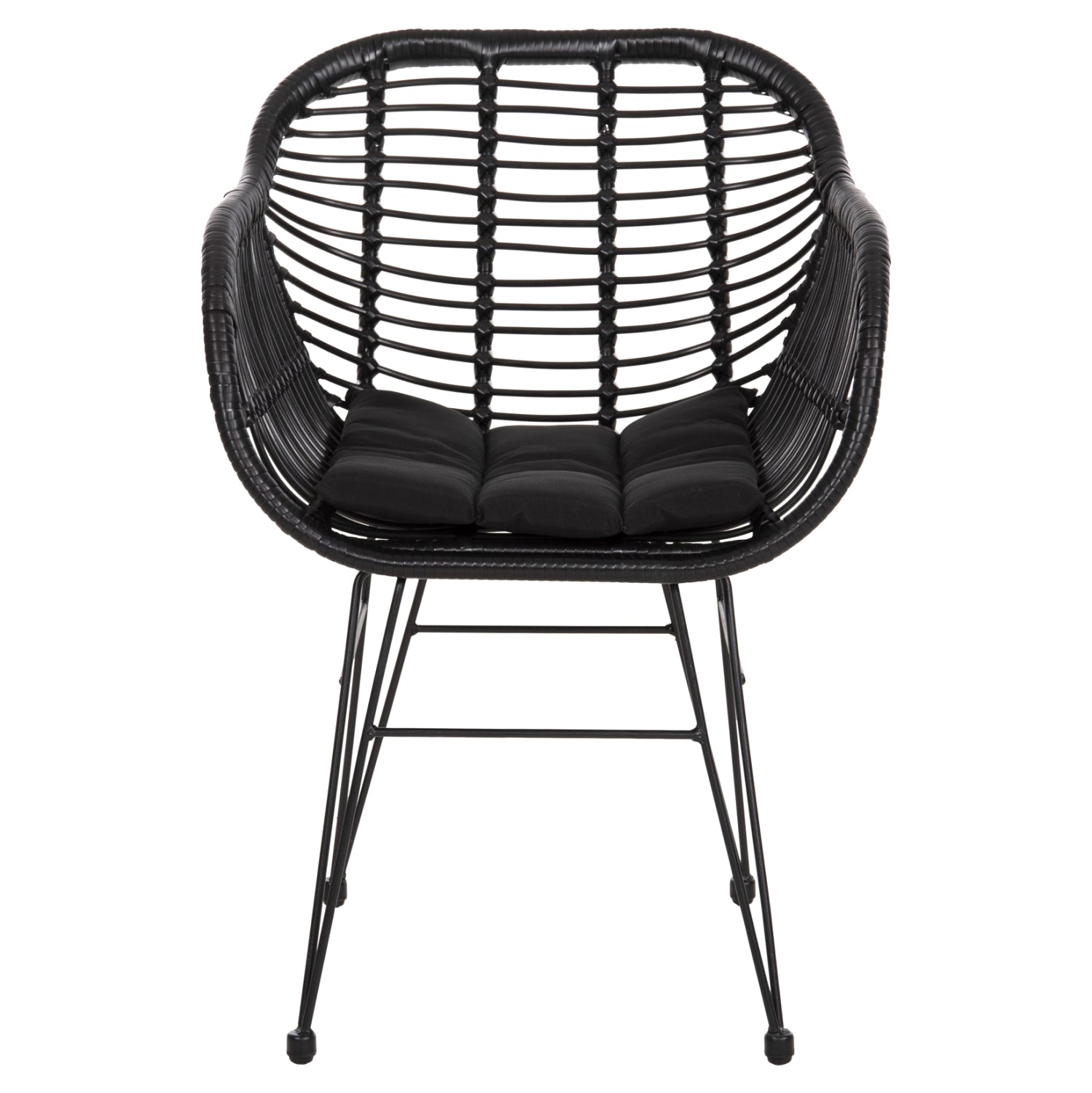 ARMCHAIR WITH SEAT CUSHION METAL FRAME ALLEGRA HM5450.32 BLACK RATTAN IN WICKER 58x59x82H
