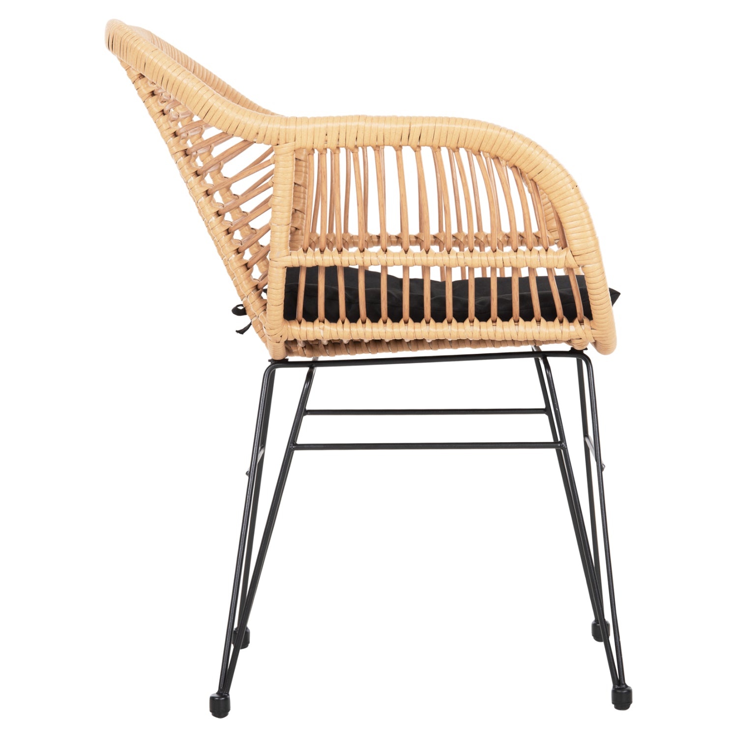 ARMCHAIR WITH SEAT CUSHION METAL FRAME ALLEGRA HM5450.31 BEIGE RATTAN IN WICKER 58x59x82H cm.m.